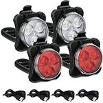 Bike Lights Set, Bike Lights Front and Back, LED Bicycle Front Lights and Tail Light Battery Power, IPX4 Waterproof Bright 4 Light Mode Bike Light, Ideal for Mountain or Road Bikes