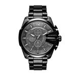 Diesel Mega Chief Stainless Steel Chronograph Men's Watch, Color: Black (Model: DZ4355)