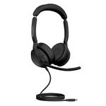 Jabra Evolve2 50 Wired Stereo Headset - with Jabra AirComfort Technology, Noise-Cancelling Mics & Active Noise Cancellation - MS Teams Certified, Works with All Other Platforms - Black