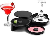 3-Tier Bar Glass Rimmer, POIUNA Margarita Salter Rimmer and Sugar Rimmer Set Cocktail Bar Accessories Bartender Tool,Salt Box Spice Container (Black Plastic)