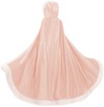 WOWBRIDAL Women's 57in Bridal Cape Wedding Cloak With Hand Muff Floor-length (Pink)