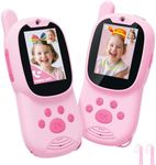 Eveedo Video walkie talkies for Kids,2 Pack Rechargeable Kids Walkie Talkies can Send Messages,Christmas Birthday Gifts for Kid Age 3-12,Portable Toddler Toy for 4 5 6 7 8 9 Year Old Girls Boys Pink