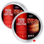 Crown 10 inch Cake Pans, 2" Deep, Set of 2, Heavy Duty, Even-Heating, Pure Aluminum, Made in Canada