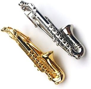 PACKAGE:2pcs Sets Silver Plated & Golden Tone Saxophone Tie Clips