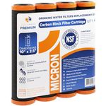Aquaboon Carbon Block Filter 1 Micron Carbon Water Filter 10 x 2.5" - CTO Countertop & Under Sink Water Filter Replacement Cartridge for Home Water Filter Systems Compatible with GE FXWTC (4 Pack)