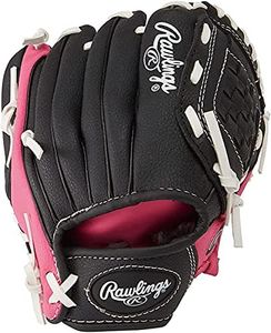 Rawlings Kids Baseball Glove (9" / Toddler) with Training Ball Right Throw JPL91 Pink/Black