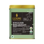 LUXMI Estates English Breakfast Tea 100Gm Loose Leaf Tin | A Tale Of Two Estates | Certified Organic Black Tea Leaf | Smooth, Flavorful, Robust, Caffeinated | Darjeeling & Assam Tea From India, 100 grams