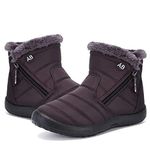 Maxome Winter Boots Women Snow Boots Waterproof Fur Lined Ankle Boots Ladies Warm Walking Boots Side Zipper Lightweight Outdoor Anti-Slip Girls Booties Brown