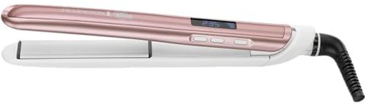 Remington Hair Straightener (Advanced Ceramic Ultimate Coating with Long 110mm Floating Plates, LCD Screen, 150-235°C, Temperature Boost Function, Storage Pouch Included) Rose Pearl S9505