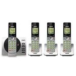 VTech DECT 6.0 Four Handset Cordless Phones with ITAD, CID, Green Backlit Keypads and Screens, Full Duplex Handset Speakerphones, Call Block Silver/Black, CS6929-4