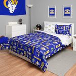 FOCO Los Angeles Rams NFL Team Color Bed in a Bag Comforter Bedding 5 Piece Full Set