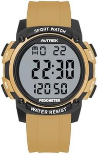 AVTREK Pedometer Watch for Walking Steps and Miles Calories No Bluetooth/APP Needed 50M Waterproof Digital Step Counter Watch Sport Simple Fitness Tracker for Men(Coffee)