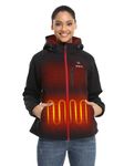 ORORO Women's Heated Jacket with 4 Heat Zones and Power Bank, Winter Heated Coat for Outdoor Hiking Camping - Charger Not Included (Black/Red,S)