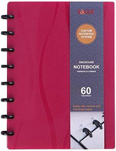 Eagle Discbound A5 Notebook, Customizable Refillable Loose Leaf Planner, Junior Size, Poly Cover, 60 Sheets Ruled/Lined Pages (Pink)