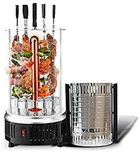 MYHEART My Heart Electric Power Vertical Bbq Grill Stainless Steel Broiler Bbq Tong Grill Oven Home Smokeless Electric Grill Kebab Machine, Free Standing