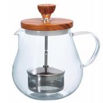 Hario CD Tea Pot Olive Wood 700 ml, Glass, Transparent