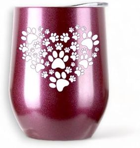 ArtPaperWonders Heart Paw Wine Tumbler Cat Dog Paw Prints Stainless Steel Pet Lovers Gift 12 oz