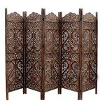 Urbane Crafts Wooden Room Partition/Screen/Room Divider/Room Separator Traditional Handicrafts 6Ft (Dark Brown) (5 Panel)