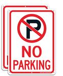 Faittoo No Parking Sign with Symbol Sign, 10 x 7 Inches Reflective .40 Rust Free Aluminum, UV Protected, Weather Resistant, Waterproof, Durable Ink, Easy to Mount, Indoor/Outdoor Use (2 pack)