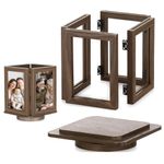 NUPTIO Rotating Picture Frames Gifts: 6x4 Inch Double Wooden Photo Frame with Magnet Brown for Wedding Christmas Birthday Anniversary Engagement