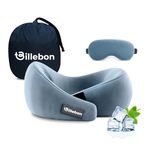 Billebon Gel Infused Memory Foam Neck Pillow, Travel Pillow with Adjustable Velcro Straps, Neck Pillow for Travelling & Flight Travel, Ergonomic Support for Comfort & Pain Relief(Grey Combo)