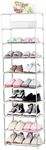 Jucaifu Stackable Small Shoe Rack, Entryway, Hallway and Closet Space Saving Storage and Organization (10-Tier, Green)