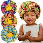 3 Pieces Kids Satin Bonnet Adjustable Sleeping Cap Soft Silk Flower Night Hats for Natural Hair Teens Toddler Child Baby Reversible Double