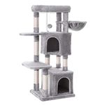 FEANDREA Cat Tree, Cat Condo, Activity Centre, 120 cm, Light Grey PCT80W