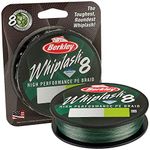 Berkley Whiplash 8 Braided Fishing Line - 100% Dyneema 8 Strand Braid for Saltwater and Freshwater Fishing, Green, 17.5kg | 38lb| 300m