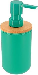 Green Soap and Lotion Pump Dispenser Padang with Bamboo Top - 10 fl oz - Perfect for Kitchen and Bathroom Countertops