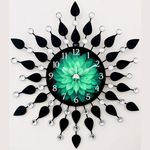 Vintage of world® Wall Clock for Home Stylish 20 inch dial 8 inch Color Black Beautiful Flower Design Antique Style Art Unique Office Decor Iron Glass Metal (Green Dial)