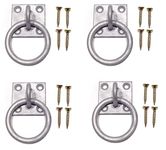 BURNTEC Tie Ring on Plate 50mm x 50mm Pack of 4 (Galvanised) Dog Animal Tether Horse HAY NET TACK TIE UP Stable Ring Hook