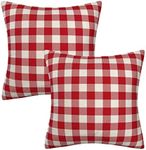 AHAHM Red and White Buffalo Check Plaid Throw Pillow Cover Farmhouse Decorative Throw Pillow Case Indoor Outdoor Cushion Cover Pillowcase for Sofa 18 x 18 Inch Set of 2