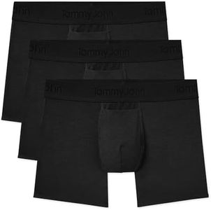 Tommy John Men’s Trunk 4” Underwear, Second Skin Boxers with Supportive Contour Pouch, Soft Naturally Breathable Stretch Fabric Boxers for Men, 3 Pack (Large, Black - 3 Pack)