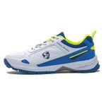 SG Unisex-Adult Club 6.0 Rubber Spikes Cricket Shoes, White/Royal Blue/Lime