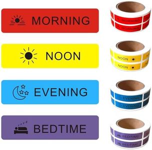 2000 Pcs Large Roll Medicine Labels Stickers for Pocket Pharmacy,Medicine Stickers Medication Instruction Labels,Morning Noon Evening Bedtime Medication Reminder Stickers for Pill Case Planner
