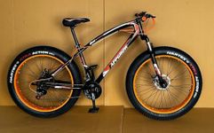 Appebrow Jaguar Adult Unisex Fat Tyre Front Mountain Bike, 26-Inch Wheels, Disc Brakes, Orange and Black
