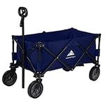 Collapsible Portable Wagon Trolley Folding Wheeled Festival Cart For Camping Beach Outdoor Leisure (Navy)