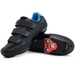 Tommaso Pista All Purpose Ready to Ride Indoor Cycling Shoes Women Bundle - Comfortable, Breathable Indoor Cycling Shoes Women Indoor Cycling Cleats - Look Delta & SPD Compatible, Black/Blue-delta, 8