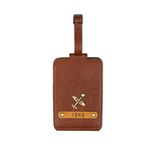 The Junket Customized Luggage Tag for Men & Women (Tan) | Personalized Travel Tag with Charm and Name | Travel Identification Name Tag for Bag & Backpacks | Unisex Travel Gift