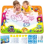 Kazswitle Water Drawing Mat, Kids Toys Painting Writing Coloring Mat, Mess Free Water Doodle Mat Magic Pens Educational Toys Halloween Xmas Gifts for 2 3 4 5 6 Year Old Girls Boys Kid Toddler