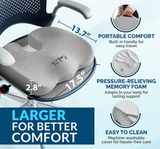 ComfiLife Gel-Enhanced Memory Foam Seat Cushion – Non-Slip Coccyx Support for Back Pain Relief