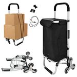 Folding Shopping Trolley Grocery Cart with Removable Waterproof Canvas Bag and Stair Climbing Wheels Super Loading Portable Utility Cart