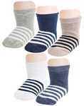 Neska Moda Boys & Girls 5 Pair Cotton Ankle Length Socks For 4 To 5 Years (Grey,Blue,Beige,Whitee) -Sk817