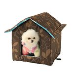 Cat Houses for Outdoor Cats, Outdoor Cat House for Winter, Weatherproof Warm and Insulated Cat House with Transparent Curtain Pet House, Stray Cats Shelter (Shabby Chic, Small-Houses)