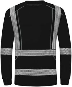 ProtectX High Visibility Long Sleeve Shirts Reflective Hi Vis Safety Shirt for Men Class 2 Construction Shirt 1 Pack Heat Transfer Black Long 4X-Large