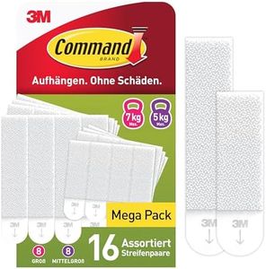 Command Bilder-Montagestreifen, Bildaufhänger, Vorteilspack mit 8x2 Größe L und 8x2 Mittel, Weiß - Befestigung ohne Bohren