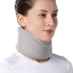 VELPEAU Neck Brace for Neck Pain and Support - Soft Cervical Collar for Sleeping - Vertebrae Whiplash Wrap Aligns, Stabilizes & Relieves Pressure in Spine for Women & Men (Stabilized, Grey, Medium 3Ã