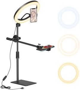 Ring Light with Stand and Phone Holder, Overhead Selfie Ring Light for Laptop, Perfect for photos, Live Streaming, Video Recording, Makeup, and Zoom Meetings