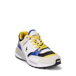 POLO RALPH LAUREN Men's Trackster 200 Sneaker, White/Black/Royal/Yellow, 8.5